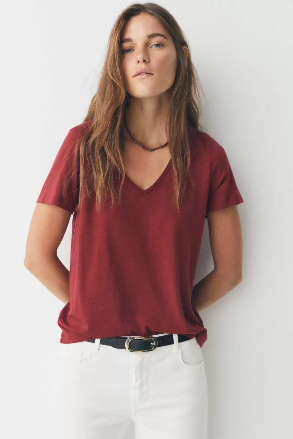 eseOese FLUIDA COTTON T-SHIRT BURDEOS Cheap