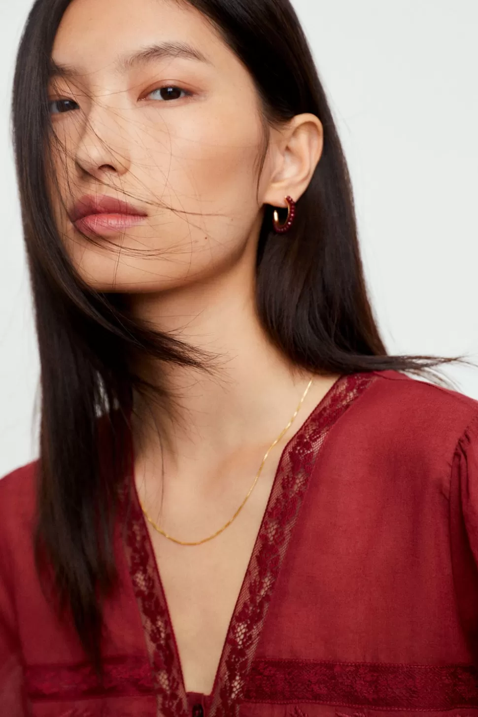eseOese GARNET EARRINGS BURGUNDY Fashion