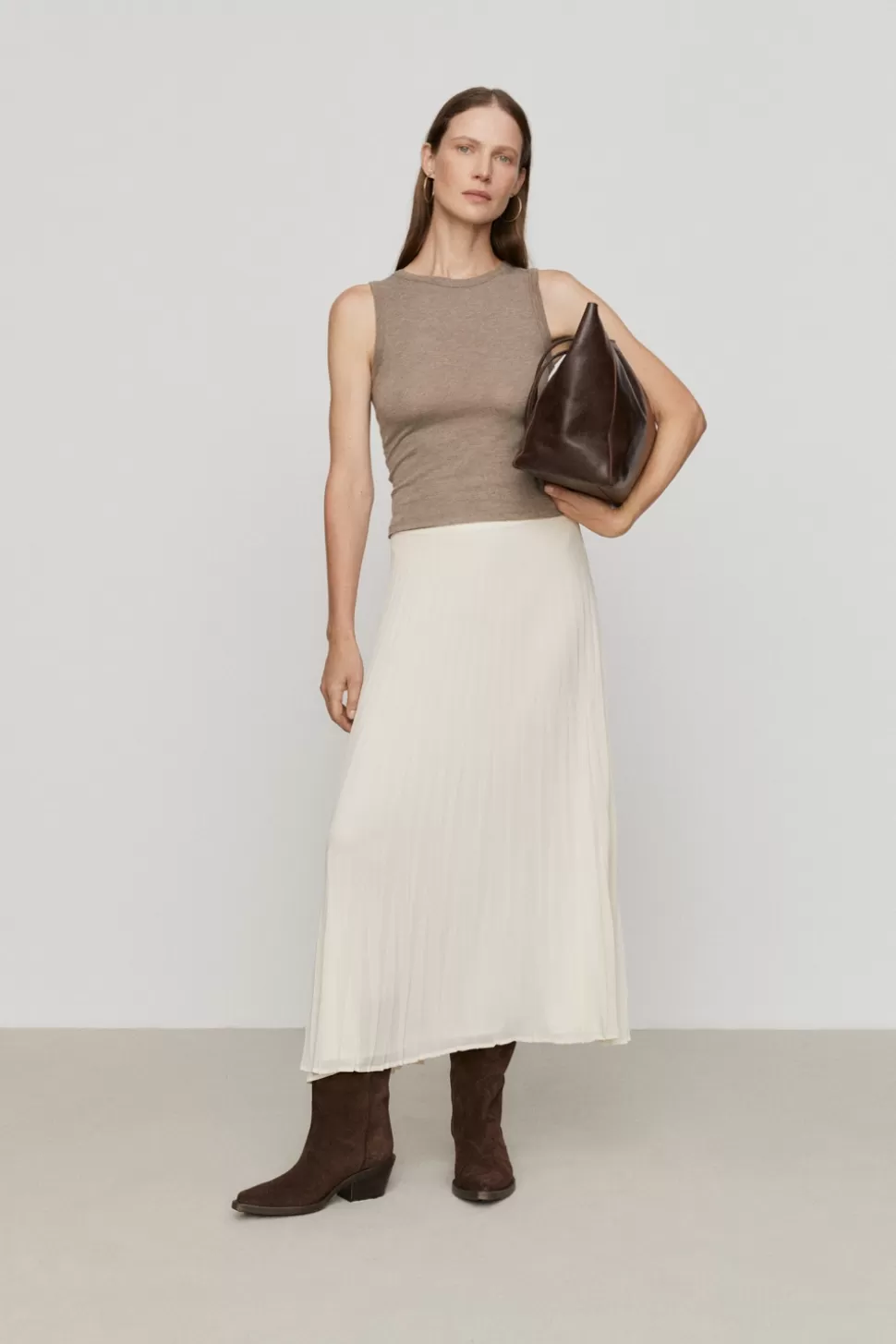 eseOese LISETTE PLEATED MIDI SKIRT CRUDO Hot