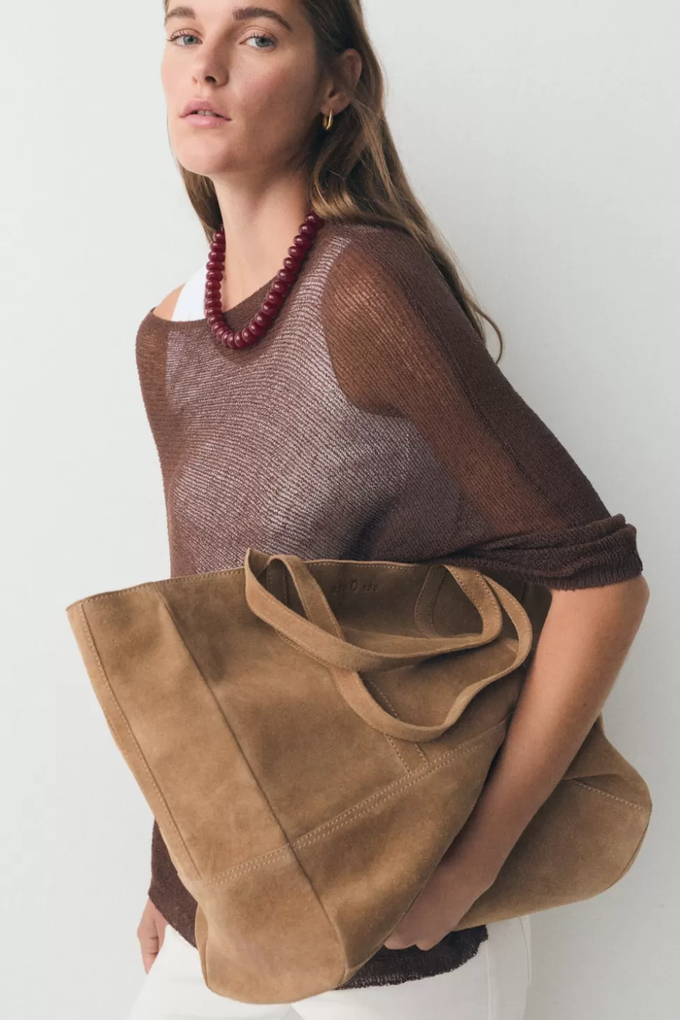 eseOese SHOPPER SUEDE BAG CAMEL New