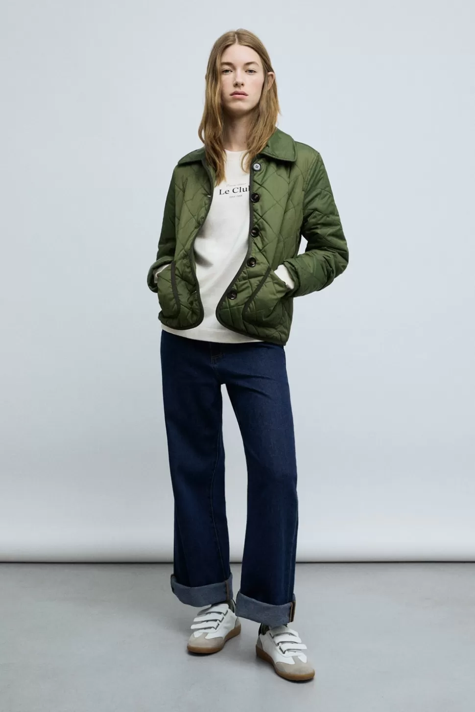 eseOese WINDSOR QUILTED JACKET KHAKI Flash Sale