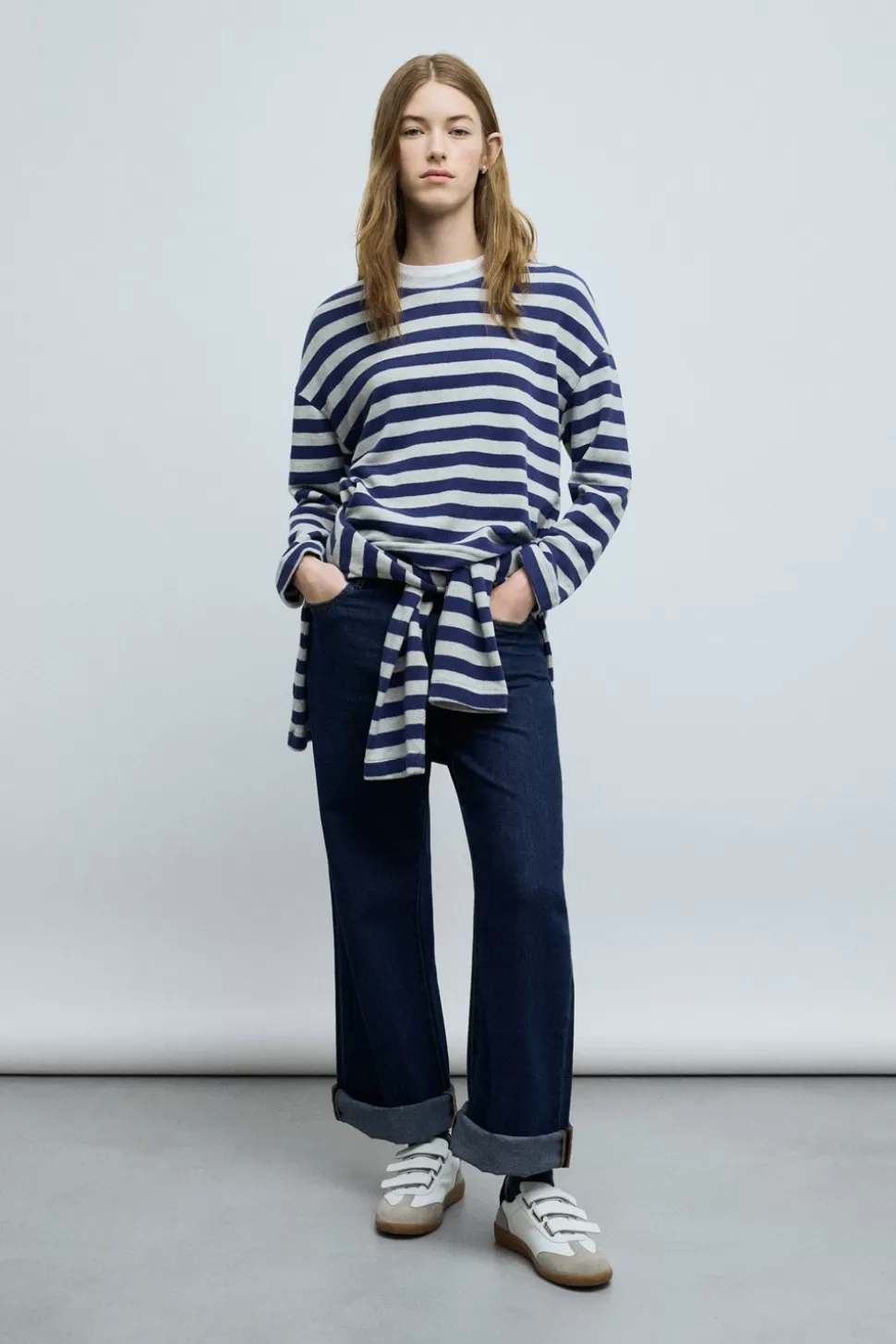 eseOese YALE STRIPES SWEATSHIRT GRIS-ROYALEBLUE Cheap