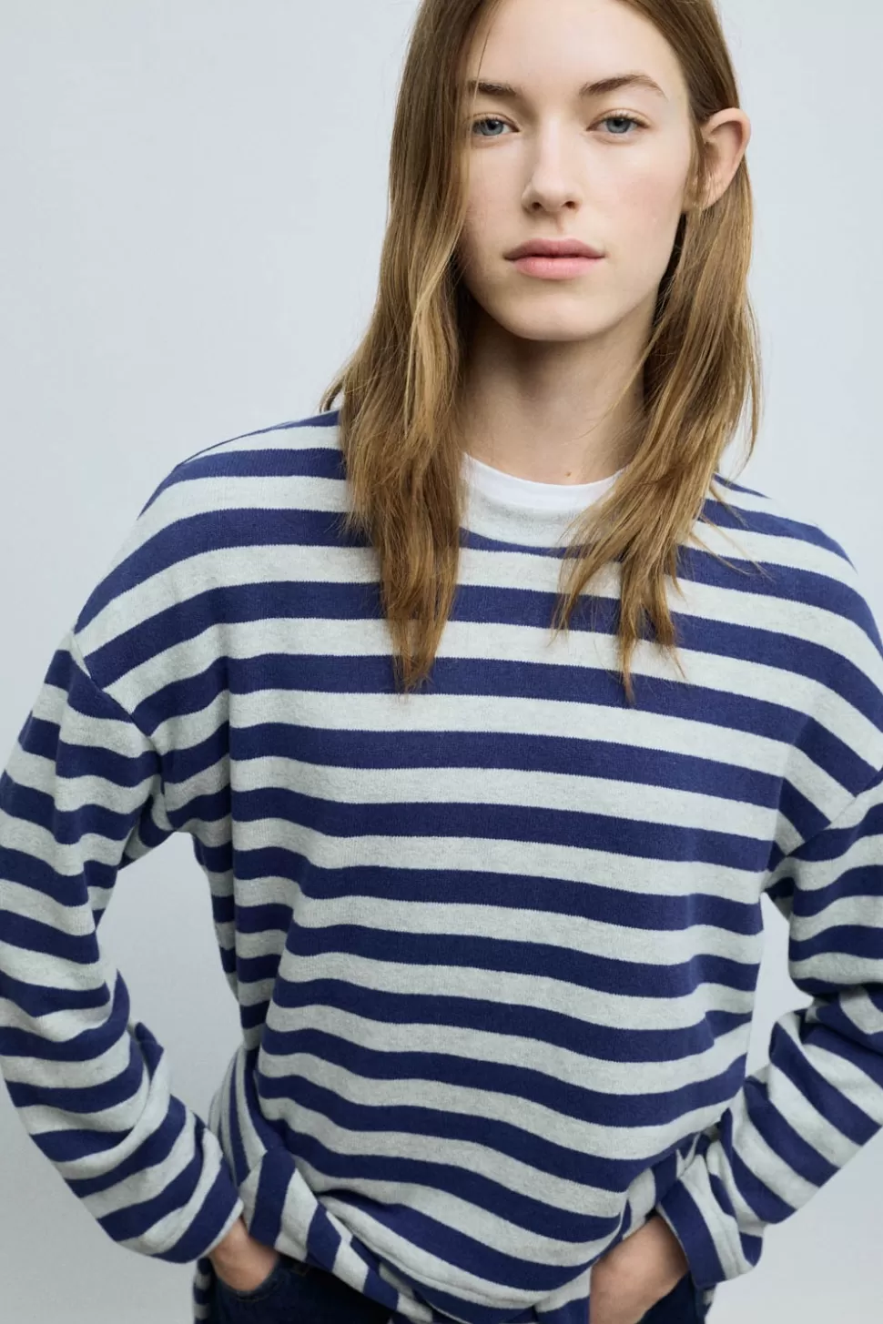 eseOese YALE STRIPES SWEATSHIRT GRIS-ROYALEBLUE Cheap